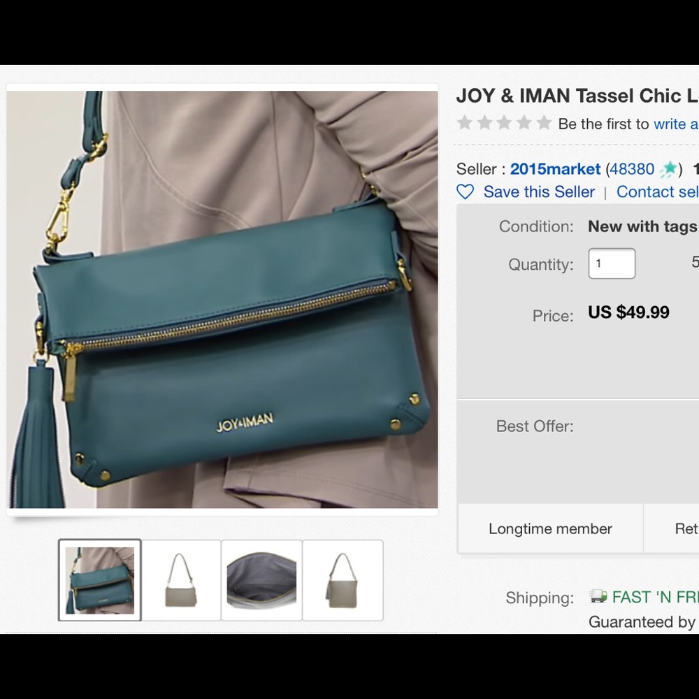 Joy & Iman crossbody handbag teal - Picture 8 of 8